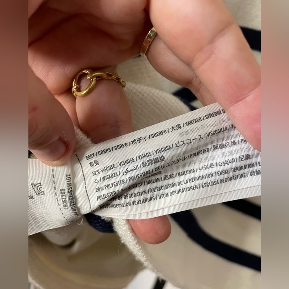 Abercrombie & Fitch LuxeLoft Crew Sweater Cardigan Jacket Dark Indigo Strips LG - Picture 7 of 7